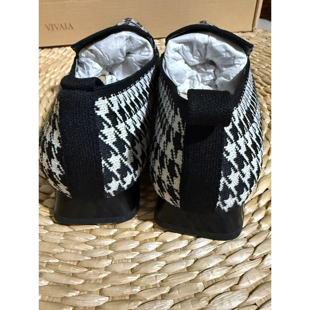 VIVAIA Houndstooth Pointed Toe‎ Knit Loafers Low Heel Size EU/39 US/8 NWT